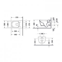 Duravit Me by Starck Комплект: подвесной унитаз Rimless 252909 с покрытием WonderGliss+ сиденье с мягким закрыванием 002009 (СПЕЦЦЕНА)