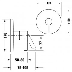 Duravit D-Neo Смеситель для душа, на 1 источник, встраиваемый (внешние части) цвет: хром