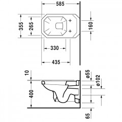 Duravit 1930 Унитаз подвесной с горизонтальным смывом, 35,5х58х Н:40см, с креплением,Цвет: Белый