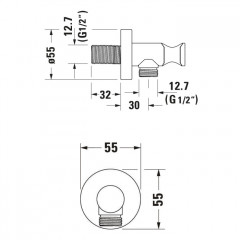 Duravit Вывод для душа с держателем, хром глянцевый