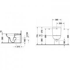 Duravit D-Code Унитаз моноблок с отдельным бачком (не вкл. бачок), 650х355 мм. слив универсальный, цвет белый