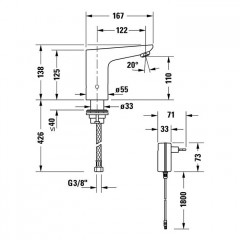 Duravit Sensor1 Электронный смеситель для раковины с блоком питания, хром