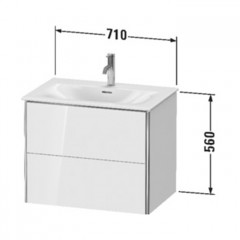 Duravit XSquare Тумба подвесная под раковину # 234473, 2 яшика, 560x710x478мм, цвет Stone Grey SaM