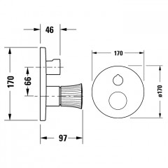 Duravit White Tulip Смеситель для ванны, на 2 источника, встраиваемый, с обр клапаном (внешние части) цвет: хром