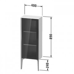 Duravit XViu Шкаф подвесной 890x400x240мм, со стеклянной дверью, 2 стеклянные полки (петли слева), цвет: walnut dark/черный матовый