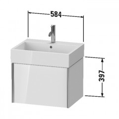 Duravit XViu Тумба подвесная 397x584x454мм, для раковины #235060, 1 ящик, цвет: белый глянцевый/champagne matt