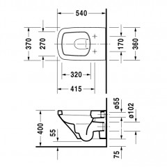 Duravit DuraStyle Унитаз подвесной 540х370 мм, с креплением, цвет белый