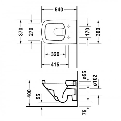 Duravit DuraStyle Унитаз подвесной 540х370 мм, с креплением, цвет белый