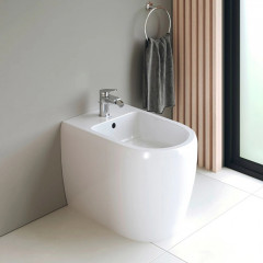 Duravit Qatego Биде напольное 390х600х400 мм, с 1 отв под смеситель, Wei Hochglanz, цвет белый