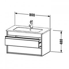 Duravit Ketho База под раковину ,для ME by Starck, 2 выдв.ящик480x800x475мм, цвет орех натуральный