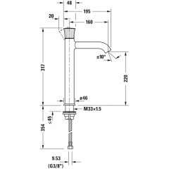 Duravit White Tulip Смеситель для раковины на 1 отв., без донного клапана, h=317мм, излив 160мм цвет: хром