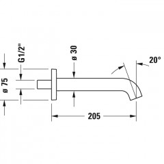 Duravit C.1 Излив для ванны 205мм, накладка-квадрат, цвет: хром