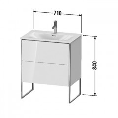 Duravit XSquare Тумба напольная под раковину # 234473, 2 яшика, встроенные ножки с регулировкой по высоте, 592x710x478мм, цвет White High Gloss