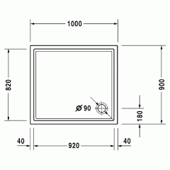 Duravit Starck Slimline, Поддон акриловый 1000x900mm цвет белый, d90, толщина 4мм
