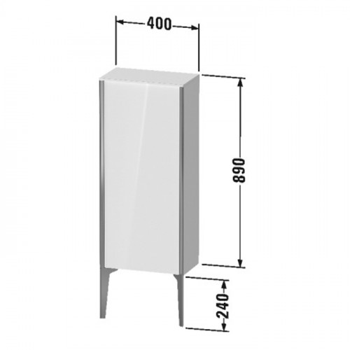 Duravit XViu Шкаф подвесной 890x400x240мм, с 1 дверью, 2 стеклянными полками (петли справа), цвет: walnut dark/черный матовый