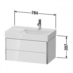 Duravit XSquare Тумба подвесная под раковину # 234980 (раковина справа), 2 ящика, 397x784x460мм, цвет White High Gloss