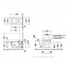 Duravit Starck 3 Унитаз подвесной с ободком 620х370 мм для крышки-биде Sensowash (со склада продаем с 613000012004300 )
