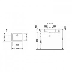 Duravit Vero Раковина, шлифованный вариант, без перелива, без площадки под смес., включая крепление, 500x380мм, Цвет: Белый