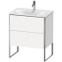 Duravit XSquare Тумба напольная под раковину # 234473, 2 яшика, встроенные ножки с регулировкой по высоте, 592x710x478мм, цвет White High Gloss