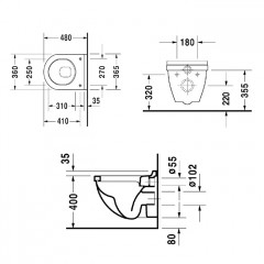 Duravit Starck 3 Унитаз подвесной Сompact, укороченная модель (485x360мм), цвет: белый