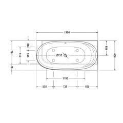 Duravit Cape Cod Ванна угол справа 1900x900mm с бесшовной панелью и ножками, с одним наклоном для спины, цвет белый