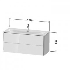 Duravit XSquare Тумба подвесная под раковину # 234412, 2 яшика, 560x1210x478мм, цвет White High Gloss