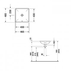 Duravit Starck 3 Раковина встраиваемая снизу 430х430 мм с без отв под смеситель, с переливом, цвет белый