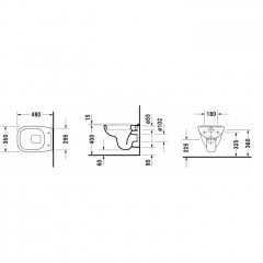 Duravit D-Code Унитаз подвесной компакт с вертикальным смывом, 350x480мм, Цвет: Белый (СПЕЦЦЕНА)