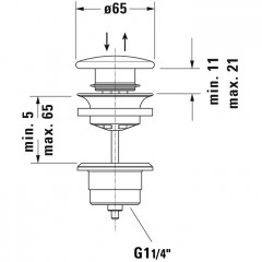 DURAVIT Донный клапан нажимной, для раковин с переливом, цвет белый