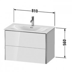 Duravit XSquare Тумба подвесная под раковину # 234483, 2 яшика, 560x810x478мм, цвет White High Gloss