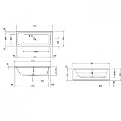 Duravit D-Code Ванна акриловая прямоугольная 1700х700 мм см, встраиваемая, с 1 наклоном для спины, выпуск центральный , цвет белый