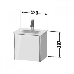 Duravit XSquare Тумба подвесная под раковину # 073345, 1 дверца, петли слева, 397x430x308мм, цвет White High Gloss