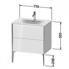 Duravit XViu Тумба подвесная 591x710x480мм, для раковины #234473, 2 ящика, цвет: белый глянцевый/champagne matt