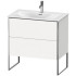 Duravit XSquare Тумба напольная под раковину # 234483, 2 яшика, встроенные ножки с регулировкой по высоте, 592x810x478мм, цвет White High Gloss
