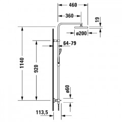Duravit B.2 Душевая колонна с термостатическим смесителем, верхним душем, штангой и лейкой, цвет: хром (СПЕЦЦЕНА со склада поставщика!)