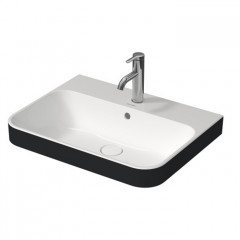 Duravit Happy D.2 Plus Раковина 600х460мм с переливом, с 1м отв. под смеситель, выпуск с керам. покрытием, покр WonderGliss, цвет Anthracite