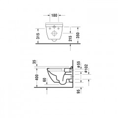 Duravit Starck 3 Унитаз подвесной безободковый, 540х360 мм, с креплением Durafix, с WG, цвет белый
