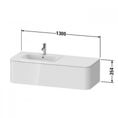 Duravit Happy D.2 Plus Столешница 16x1300x550мм для тумбы #HP4932, HP4942, HP4952 ,HP4962, HP4972 с вырезом под 1 раковину SX, цвет: graphite supermat