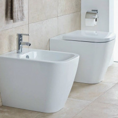 Duravit Happy D.2 Унитаз напольный пристенный вариант, для независимого подключения воды, с вертикальным смывом, включая крепление, сток горизонтальны