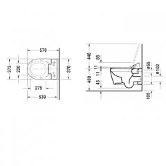 DURAVIT Me by Starck Унитаз подвесной безободковый 570х370 мм, для крышки-биде Sensowash, с креплением, цвет белый