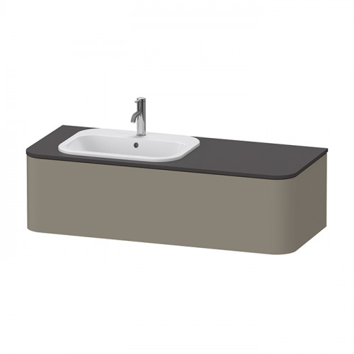 Duravit Happy D.2 Plus Столешница 16x1300x550мм для тумбы #HP4932, HP4942, HP4952 ,HP4962, HP4972 с вырезом под 1 раковину SX, цвет: graphite supermat