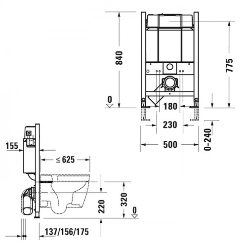Duravit DuraSystem Рама для установки подвесного унитаза Basic 84 см, 840x500x155 мм