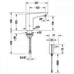 Duravit Sensor 1 Смеситель для раковины с иф датчиком,, хром