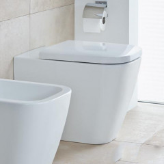 Duravit Happy D.2 Унитаз напольный пристенный вариант, для независимого подключения воды, с вертикальным смывом, включая крепление, сток горизонтальны