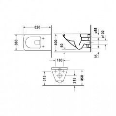 Duravit Caro Подвесной унитаз 620*360мм с комплектом креплений, цвет белый