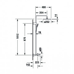 Duravit Wave Душевая система с термостатом, ручной душ с регулировкой высоты, шланг 1600 мм, ручной душ 3 режима, излив 223 мм, хром