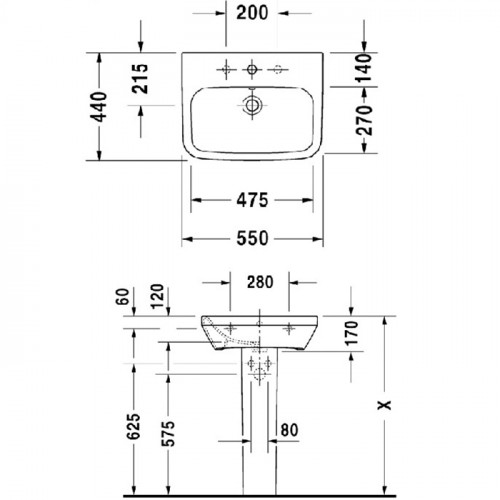 Duravit DuraStyle Пьедестал для раковины, цвет белый для 231955, 231960, 231965,¶232012, 232010, 232080, 232065, 232610, 232680, 232510, 232580, 23