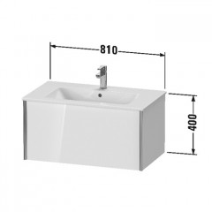 Duravit XViu Тумба подвесная 400x810x480мм, для раковины #233683, 234583, 234683, 1 ящик, цвет: walnut dark/черный матовый
