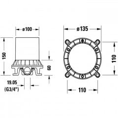 Duravit C1 Базовый комплект напольно-го однорычажного смесителя для ванны