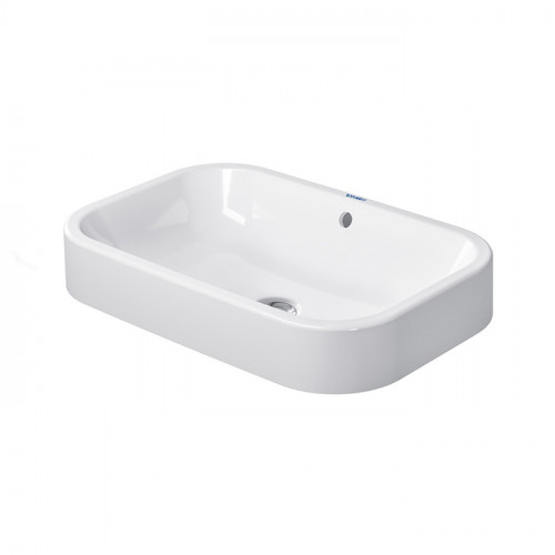 DURAVIT Happy D.2 Раковина шлифованная 60х40 см, без отв под смеситель,со слив переливом,с креплением, Цвет: белый с WonderGliss
